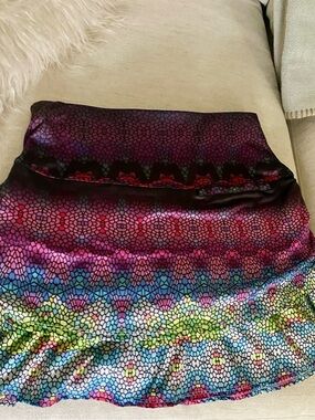 Lucky in Love Multicolor Mosaic Mini Skirt — Purple, Blue, Green